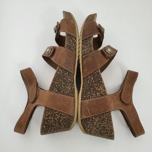 DANSKO Savannah Wedge Sandals Womens 9.5 10 EU 40 Brown Strappy Leather - Picture 6 of 9